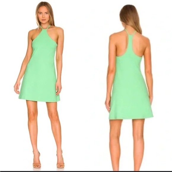 Susan Monaco Lovebird Green Halter Mini Dress Racerback Size Small NWT - Picture 1 of 7